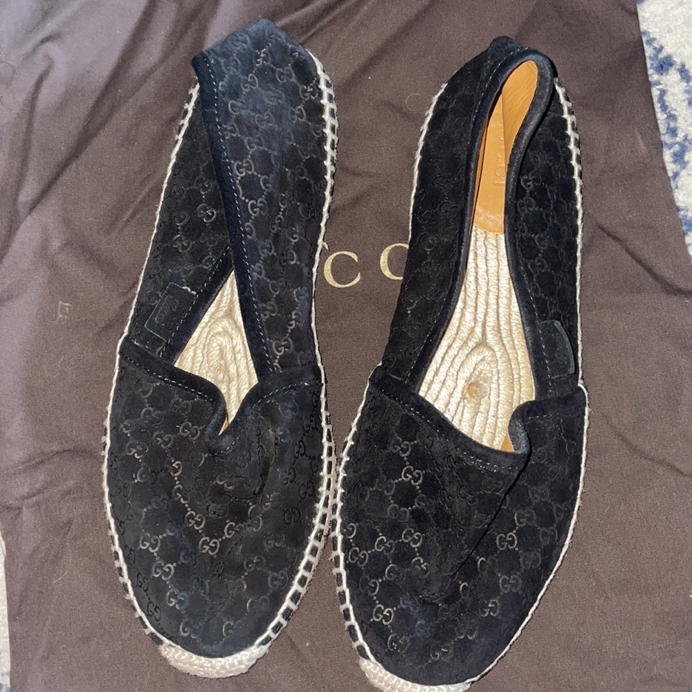 Gucci logo suede espadrille